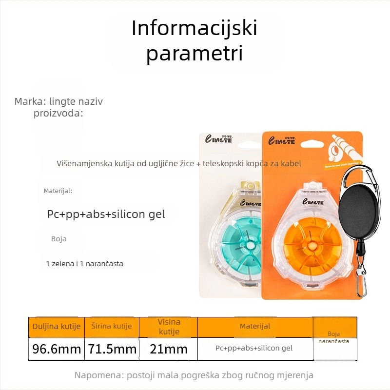 Lingte ABS Kutija za skladištenje ribolovne linije s brzim rezom i funkcijom anti-reverse, višestruka kutija za liniju