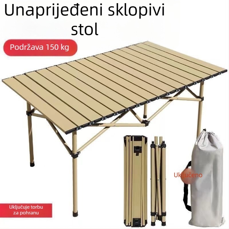 Sklopivi prijenosni vanjski stol za kampiranje, ribolov i piknik – od matiranog ugljičnog čelika