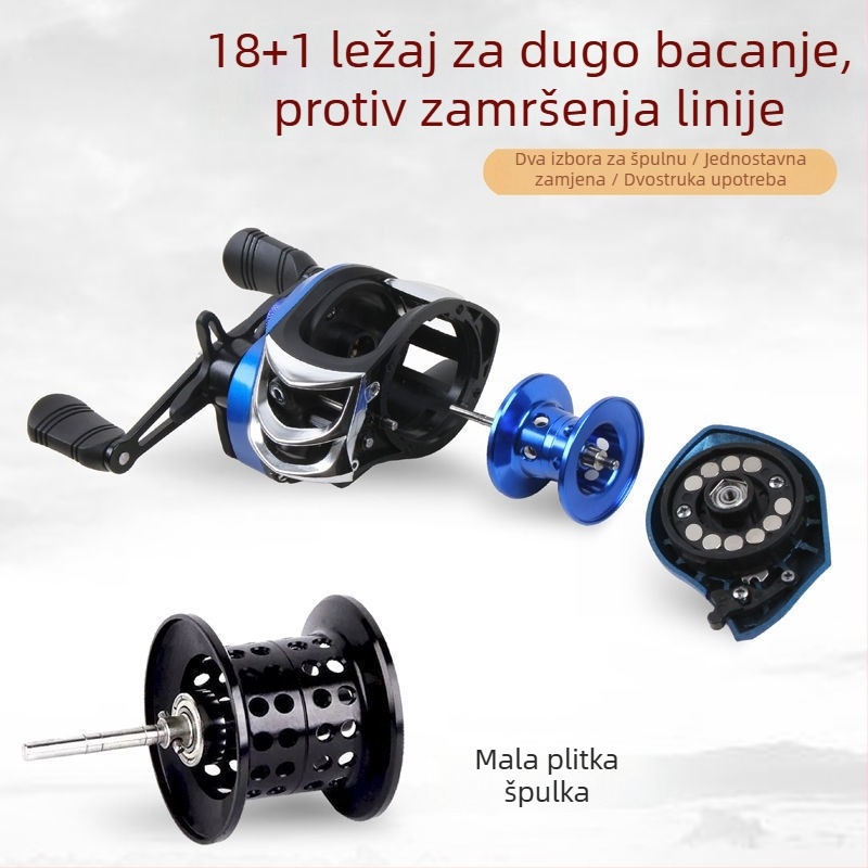 Špiner kolut za ribolov s dvostrukim magnetskim i centriranim sustavom, dugi bacaj, zaštita od kidanja konca, dizajn mikro osi