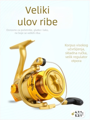 Fishmx spinning kolut s potpuno metalnim mehanizmom, izuzetno glatko kretanje, lagana konstrukcija, elektroplakirana glava