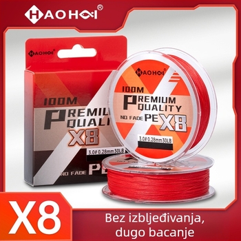 Haohai PE 8-pletena glavna ribolovna linija, visoke čvrstoće, otporna na izblijedjenje, za mamce, pakiranje 10 kom
