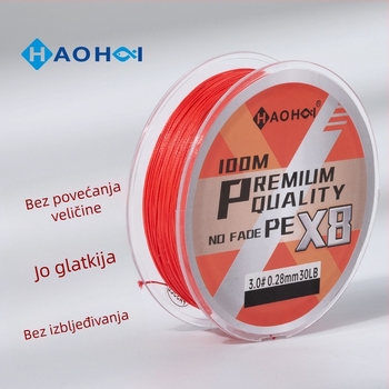 Haohai PE 8-pletena glavna ribolovna linija, visoke čvrstoće, otporna na izblijedjenje, za mamce, pakiranje 10 kom