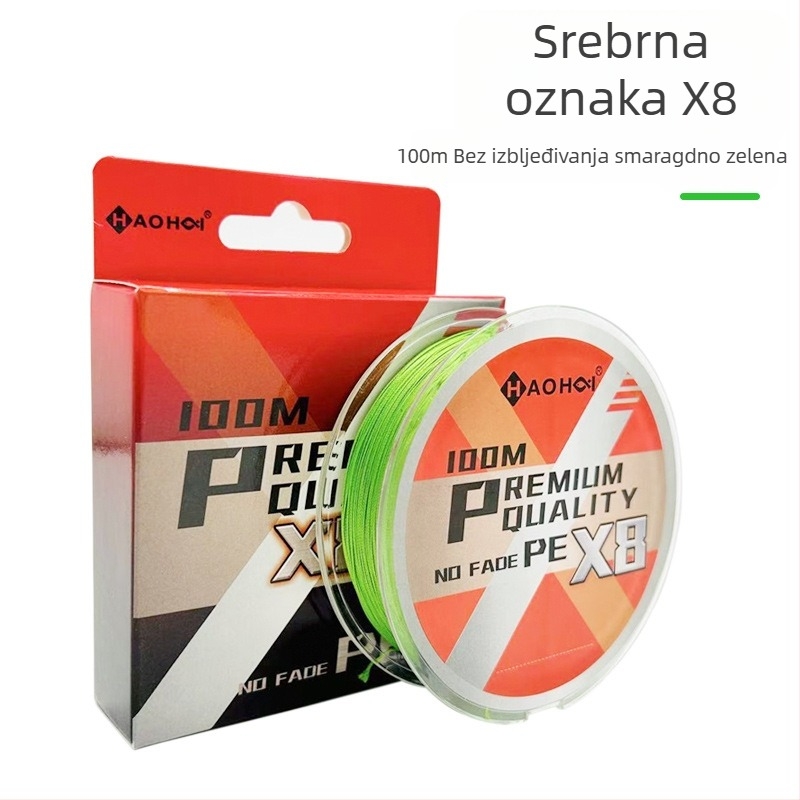 Haohai PE 8-pletena glavna ribolovna linija, visoke čvrstoće, otporna na izblijedjenje, za mamce, pakiranje 10 kom