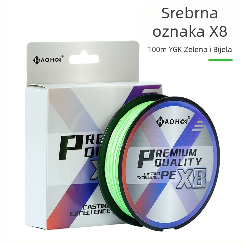 Haohai PE 8-pletena glavna ribolovna linija, visoke čvrstoće, otporna na izblijedjenje, za mamce, pakiranje 10 kom