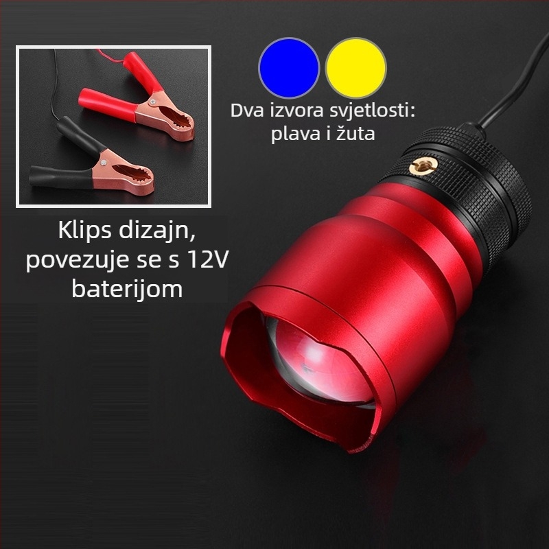 Vanjska ribolovna LED svjetiljka, kućište od aluminijske legure, domet 200-500 m, napajanje kinetičkom energijom, Fisherman's Treasure