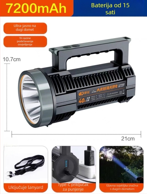 Kang Ming KM2698 KM2697 KM2706 punjivi LED reflektor, 50W, 10000mAh, domet do 500 m, za planinarenje i kampiranje