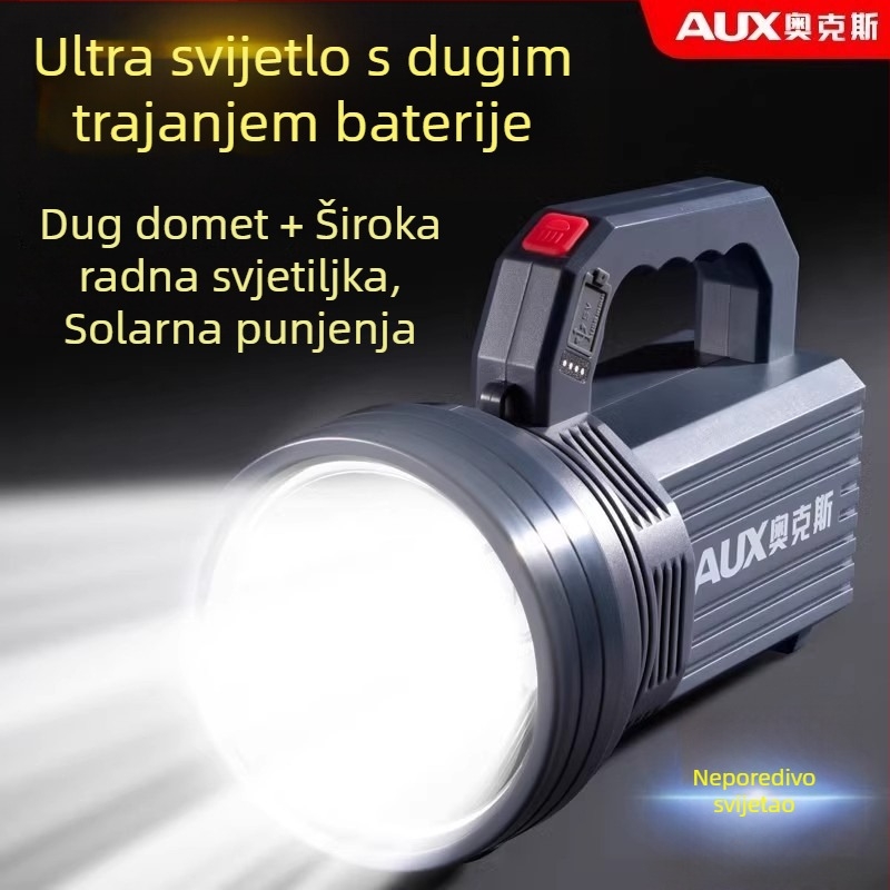 Punopunjiva LED svjetiljka | Ultra jasna vanjska svjetiljka s dugim dometom | 5500–9900W, LED, ABS, domet 500 m+