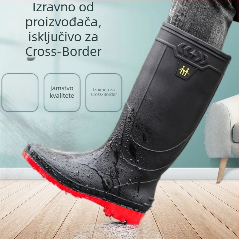 Muške PVC kišne čizme, visoki šiv, EVA ulošak, mrežasta podstava, jednokatna lisovana potplat