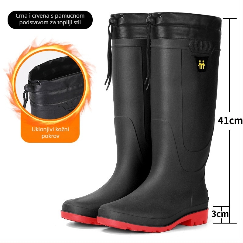 Muške PVC kišne čizme, visoki šiv, EVA ulošak, mrežasta podstava, jednokatna lisovana potplat