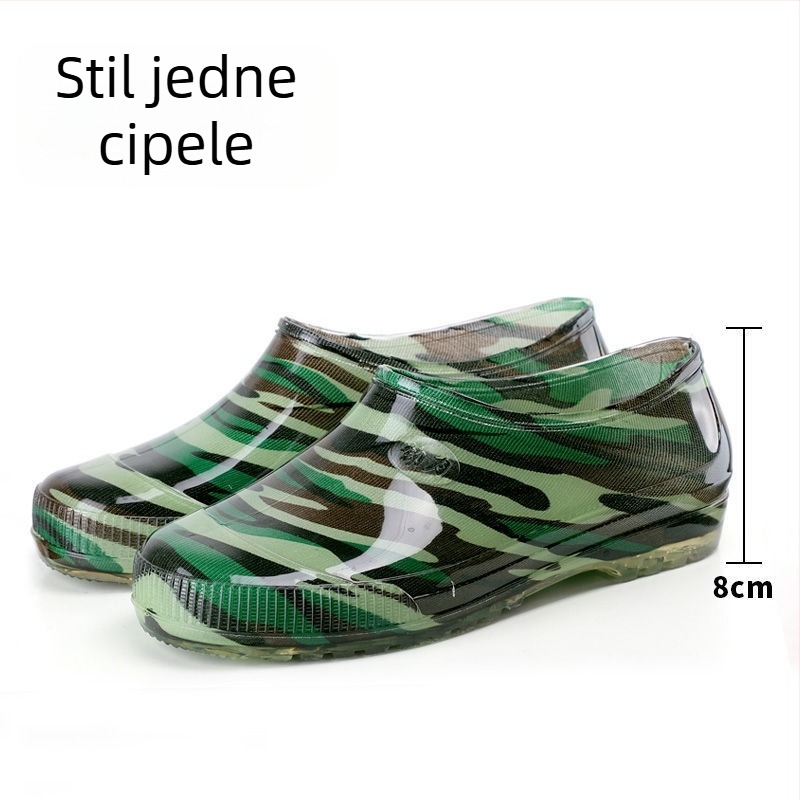 Čizme za kišu s kamuflažnim uzorkom, PVC gornji dio, plastična potplata, podstava od umjetne krzna, srednje visoke