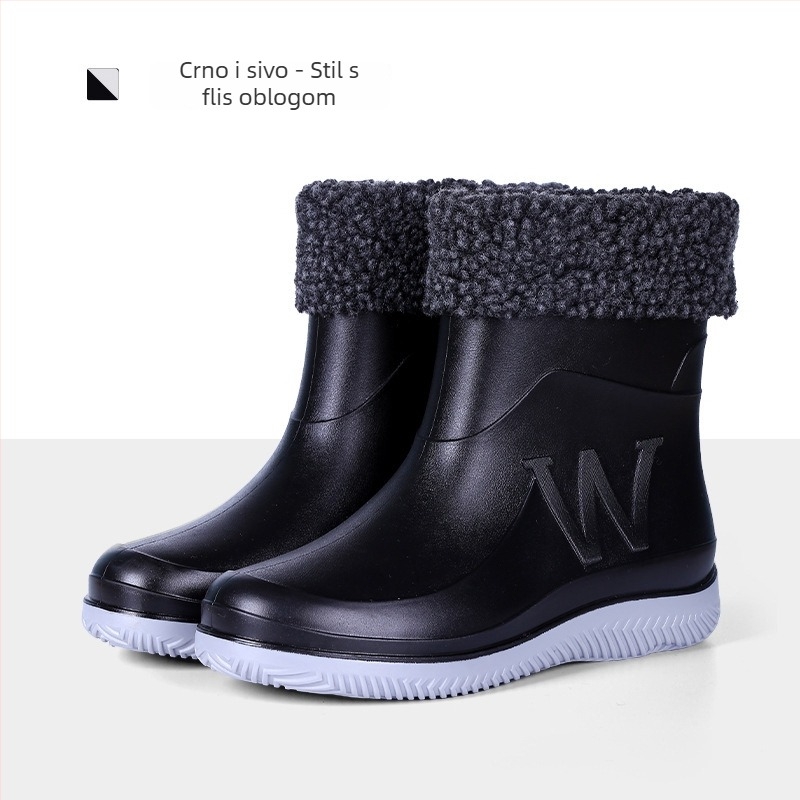 Muške kišne čizme srednje visine, vodootporne, protuklizne, plastični gornji dio i potplat, niski pet