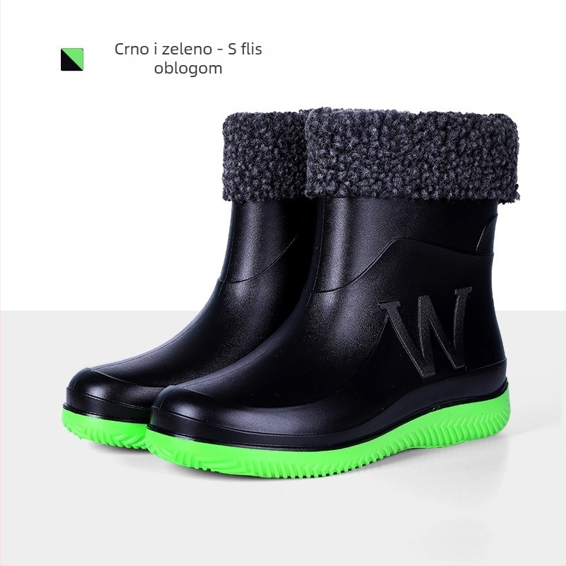 Muške kišne čizme srednje visine, vodootporne, protuklizne, plastični gornji dio i potplat, niski pet
