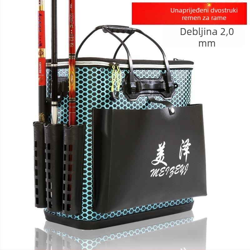 Debeli EVA kanta za ribolov, dvostruki sloj, torba s kotačićima, višenamjenska kanta za živu ribu