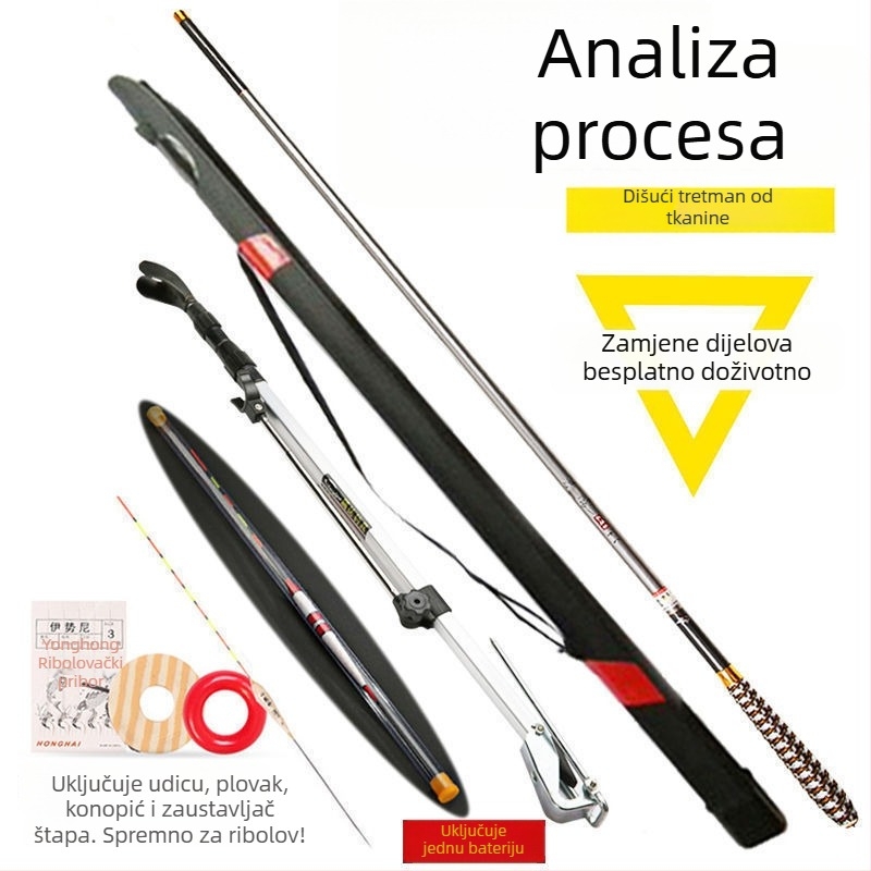 Set štapova od karbonskih vlakana – ultra lagan, ultra čvrst, višedijelni za karpa i karasa