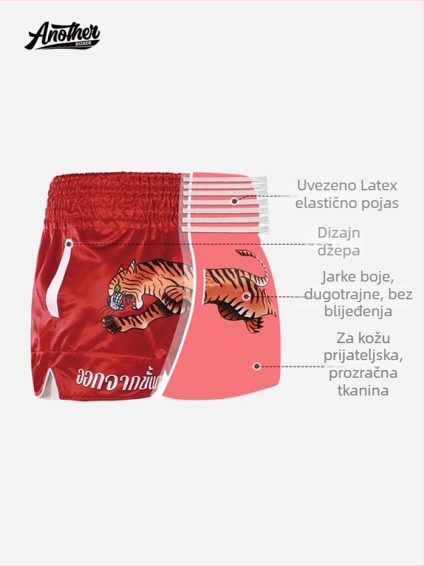 Muay Thai šorceve s bočnim džepom sa preklopom - za odrasle, borilačke umjetnosti, 100% poliester, tkanina od smjese kemijskih vlakana