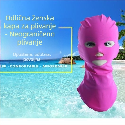 Vodootporna plivačka kapa s UV zaštitom, zaštita lica i kapuljačom – najlon, odrasli, unisex