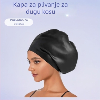 Silikonska kapa za plivanje za žene s dugom kosom, vodootporna, potpuno pokrivanje, pogodna za dugačke pletenice