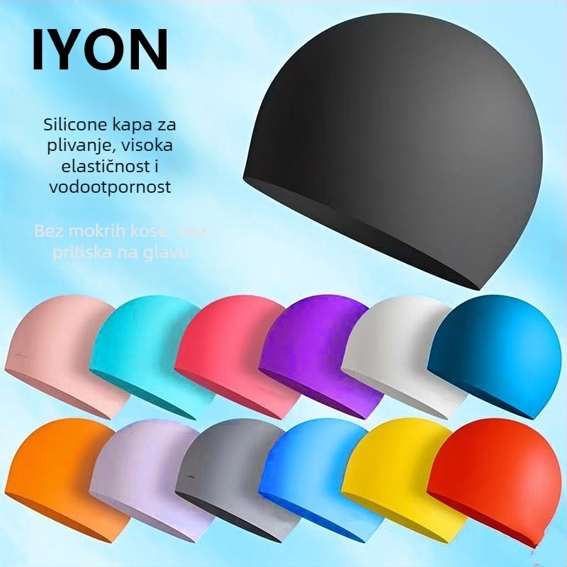 Silikonska kapa za plivanje - Vodootporna - Udobna - Visoka elastičnost - Uzorak: Jednobojan