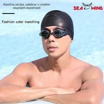 SEAWING silikonska kapa za plivanje s zaštitom ušiju za odrasle – vodootporna, set s plivačkim naočalama