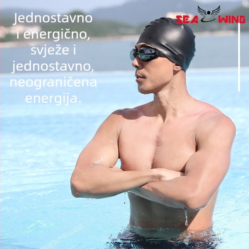 SEAWING silikonska kapa za plivanje s zaštitom ušiju za odrasle – vodootporna, set s plivačkim naočalama