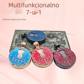 Metalni set kockica, 7-in-1 s mehanizmom pritiska i okretanja, poliedarske kocke za Dungeons & Dragons i stolne RPG igre