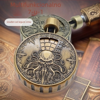 Metalni set kockica, 7-in-1 s mehanizmom pritiska i okretanja, poliedarske kocke za Dungeons & Dragons i stolne RPG igre
