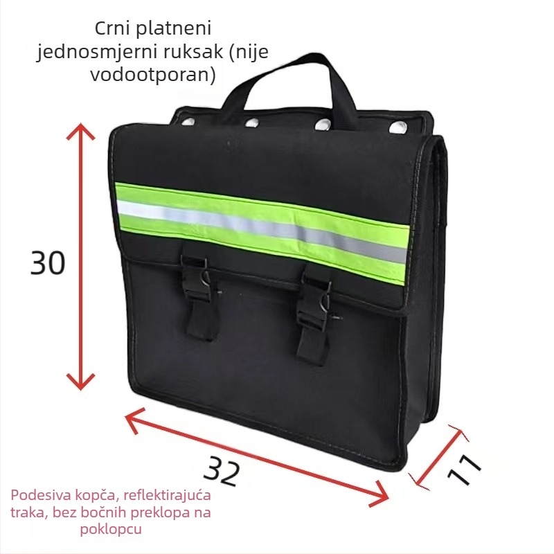 Crna platnena višenamjenska bočna torba za motocikle i elektromotorna vozila, pannier stil, torba za alate na stražnjem sjedalu