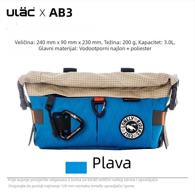 ULAC vodootporna torbica za upravljač bicikla, višenamjenska, 3L kapaciteta, za planinski bicikl