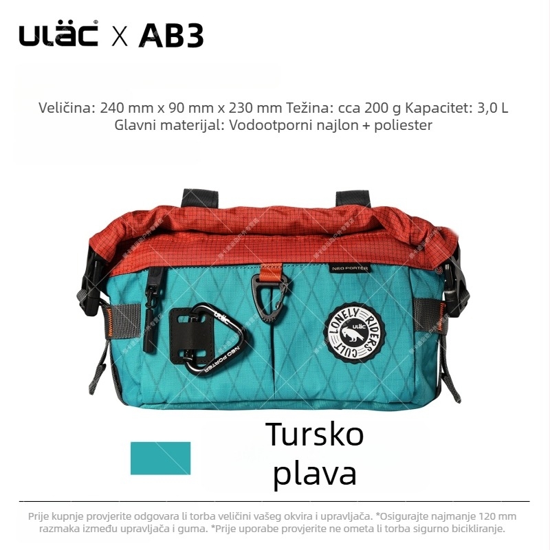 ULAC vodootporna torbica za upravljač bicikla, višenamjenska, 3L kapaciteta, za planinski bicikl