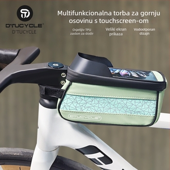 Torba za gornju cijev bicikla - vodootporna s dodirnim zaslonom za telefon, geometrijska usklađenost boja, kapacitet 30 L, DT1102, poliester