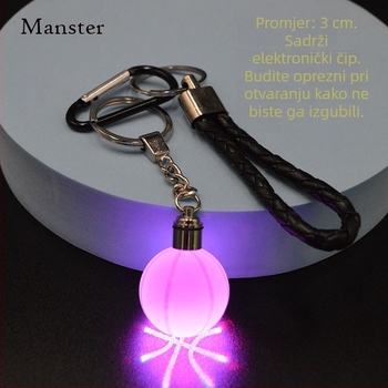 LED svijetleći kristalni ključ s privjeskom: globus i sportske lopte (košarka, nogomet, golf) – novi kineski stil, kutija za poklon