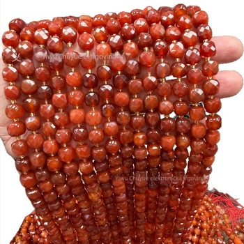 Prirodni kamen kružne perle – ručno rezane, rasute perle, stil kotačić, teksturirani uzorak