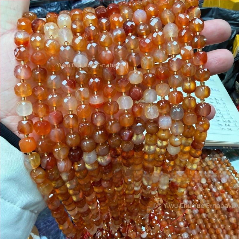 Prirodni kamen kružne perle – ručno rezane, rasute perle, stil kotačić, teksturirani uzorak