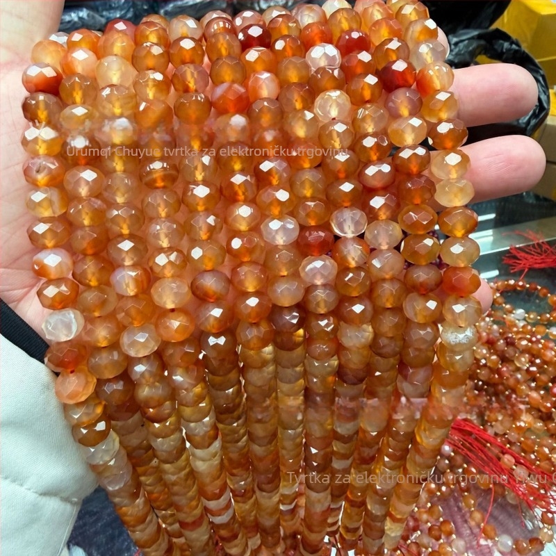 Prirodni kamen kružne perle – ručno rezane, rasute perle, stil kotačić, teksturirani uzorak