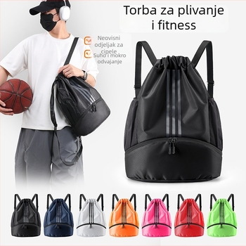 Torba za košarku sa vrpcom – Unisex, najlon, 20–35 L, mokro/suho odjeljak, stane 13-inčni prijenosnik
