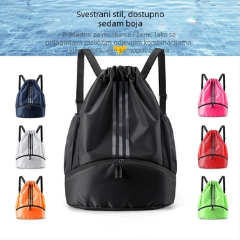Torba za košarku sa vrpcom – Unisex, najlon, 20–35 L, mokro/suho odjeljak, stane 13-inčni prijenosnik