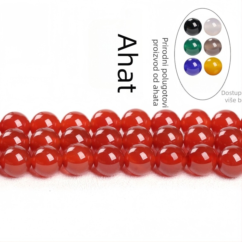 Prirodne crvene agatove perle, slobodne, poluproizvod; DIY okrugle perle od bijelog, zelenog i žutog ahata, 10 mm