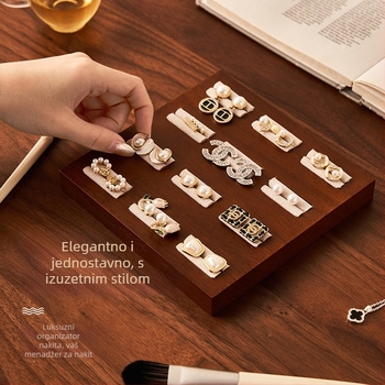 Drveni stalak za nakit u vintage stilu, stolni jednoslojni spremnik za prstene i narukvice, višenamjenska upotreba