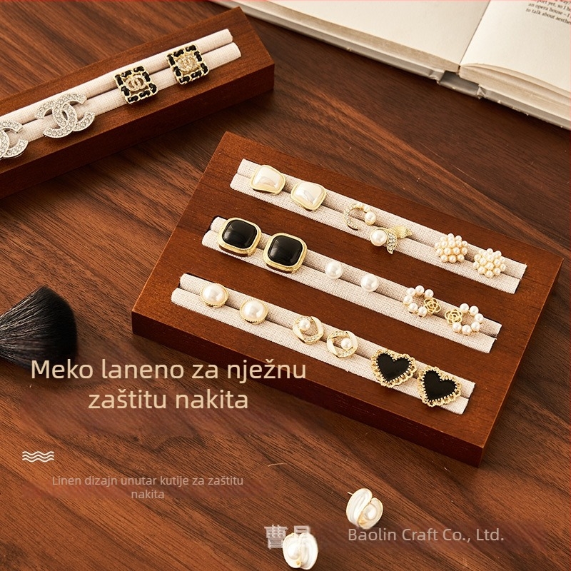 Drveni stalak za nakit u vintage stilu, stolni jednoslojni spremnik za prstene i narukvice, višenamjenska upotreba