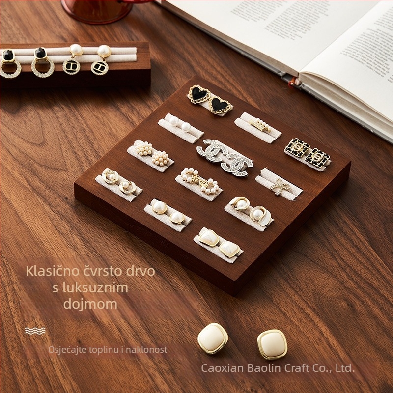 Drveni stalak za nakit u vintage stilu, stolni jednoslojni spremnik za prstene i narukvice, višenamjenska upotreba