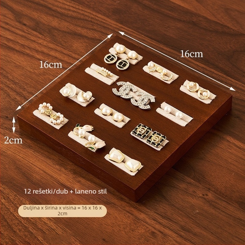 Drveni stalak za nakit u vintage stilu, stolni jednoslojni spremnik za prstene i narukvice, višenamjenska upotreba