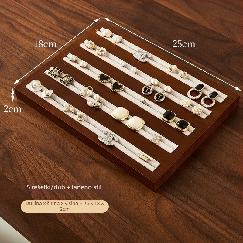 Drveni stalak za nakit u vintage stilu, stolni jednoslojni spremnik za prstene i narukvice, višenamjenska upotreba