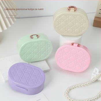 Kutija za nakit s mrežastim uzorkom, prijenosni putni organizator, PET materijal, tvrdi kućište, stil lagan luksuz, srednja specifikacija
