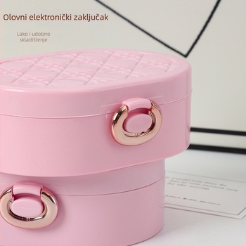 Kutija za nakit s mrežastim uzorkom, prijenosni putni organizator, PET materijal, tvrdi kućište, stil lagan luksuz, srednja specifikacija