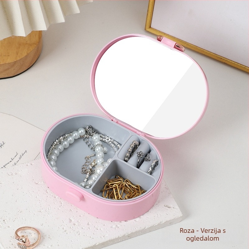 Kutija za nakit s mrežastim uzorkom, prijenosni putni organizator, PET materijal, tvrdi kućište, stil lagan luksuz, srednja specifikacija