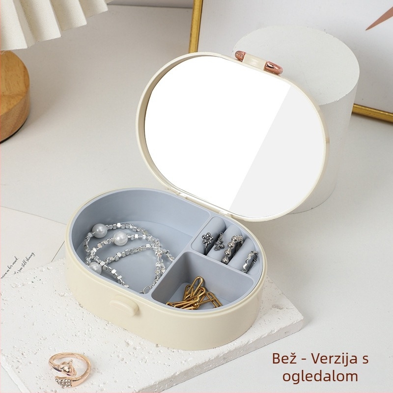 Kutija za nakit s mrežastim uzorkom, prijenosni putni organizator, PET materijal, tvrdi kućište, stil lagan luksuz, srednja specifikacija