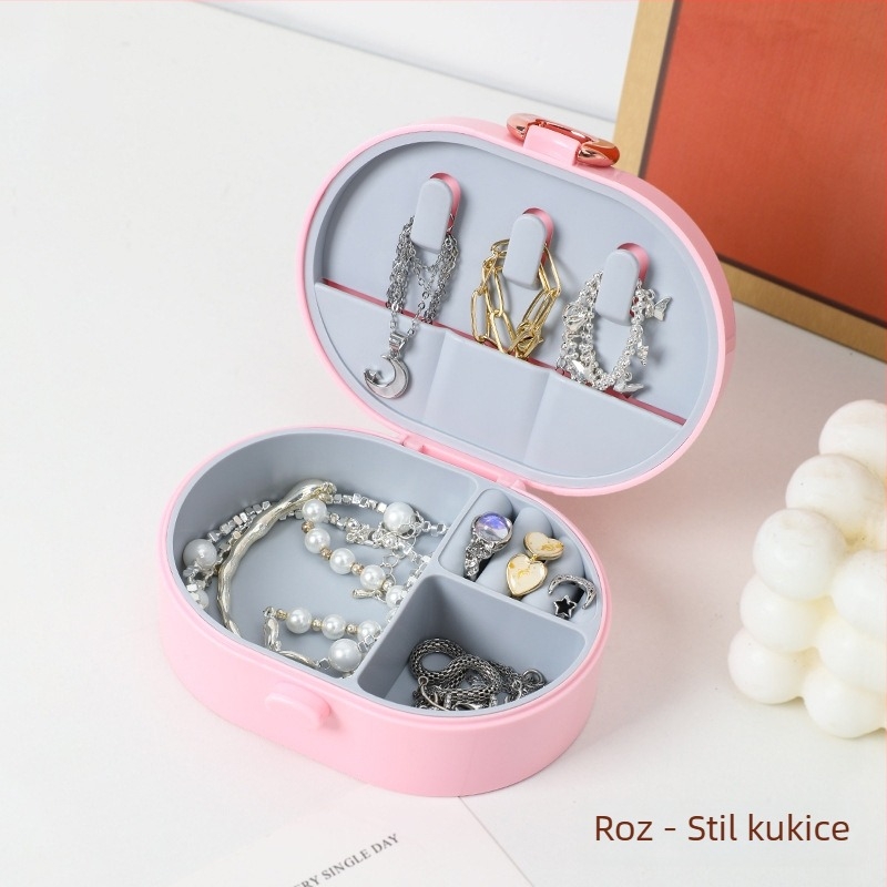 Kutija za nakit s mrežastim uzorkom, prijenosni putni organizator, PET materijal, tvrdi kućište, stil lagan luksuz, srednja specifikacija