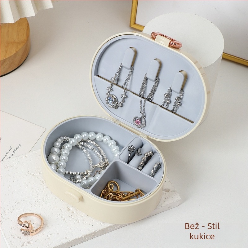 Kutija za nakit s mrežastim uzorkom, prijenosni putni organizator, PET materijal, tvrdi kućište, stil lagan luksuz, srednja specifikacija