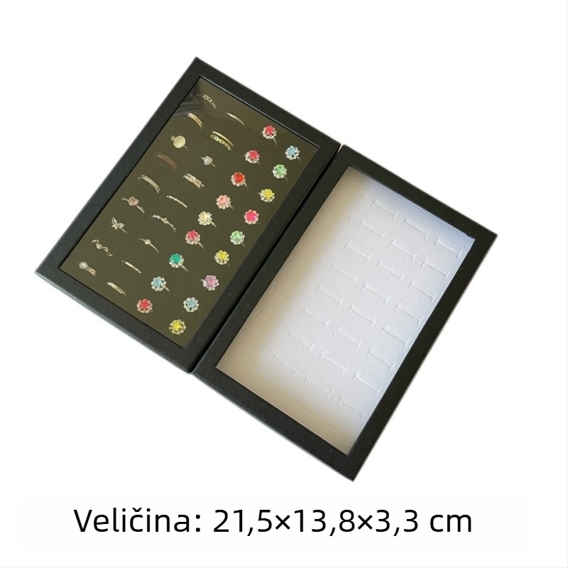 Kutija za prikazivanje nakita za prstenje i naušnice, od kompozitnih materijala, prodajna ambalaža, namijenjena pakiranju prstena, specijalno pakiranje nakita
