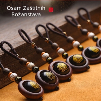 Privjesak za ključeve Buddha od prirodnog obsidijana, zodijak znak, etnički stil